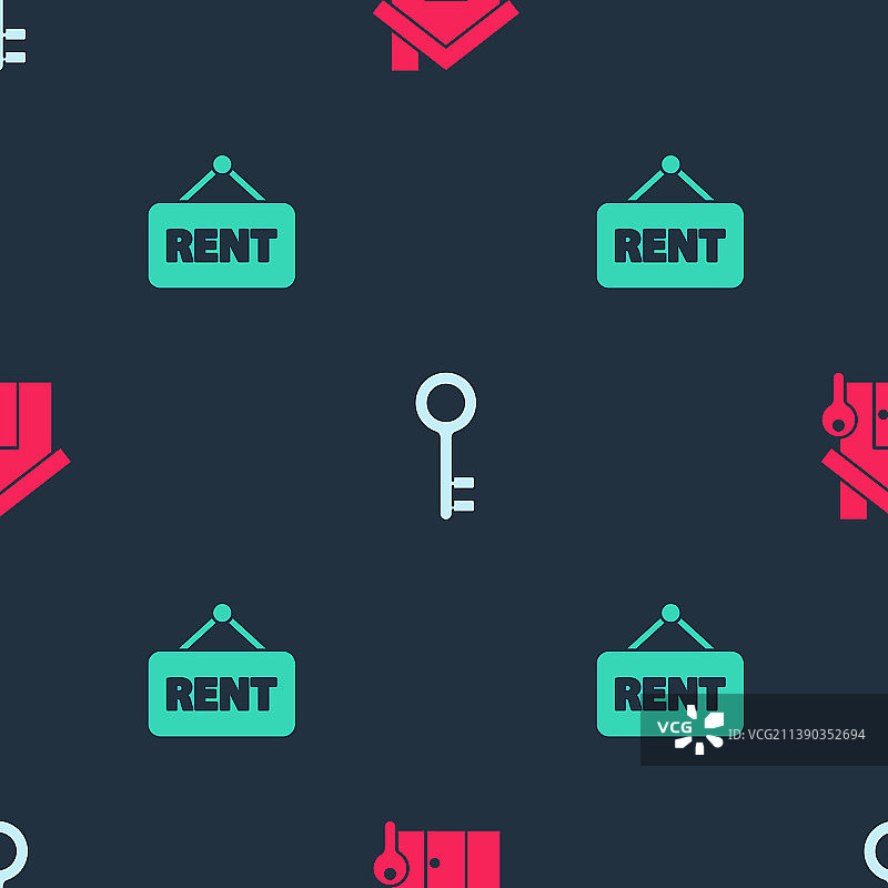 带钥匙和出租标志的房屋图案图片素材