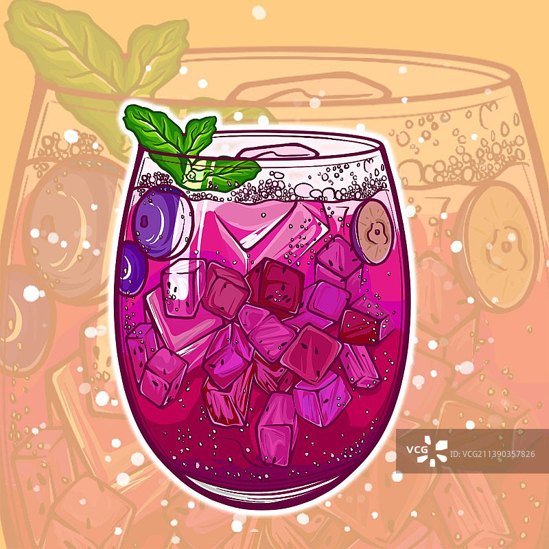 线性画风解暑冷饮火龙果苏打铁观音图片素材