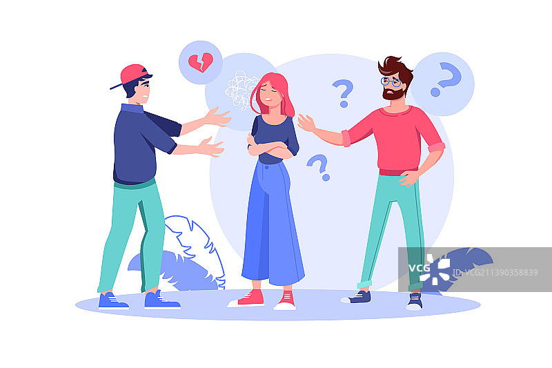 情侣争吵关系破裂扁平插画图片素材