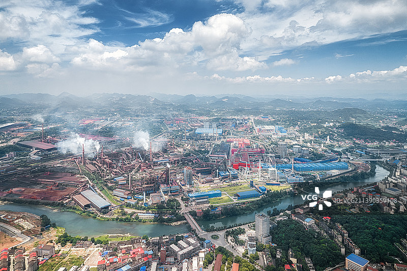 娄底涟钢厂区城市风光全景图片素材
