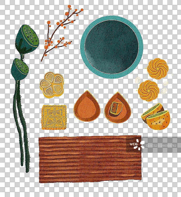 中秋节月饼赏月元素插画仪式节日传统文化图片素材