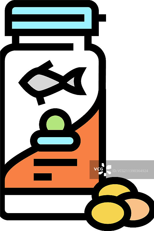 三文鱼Omega3鱼油彩色图标图片素材