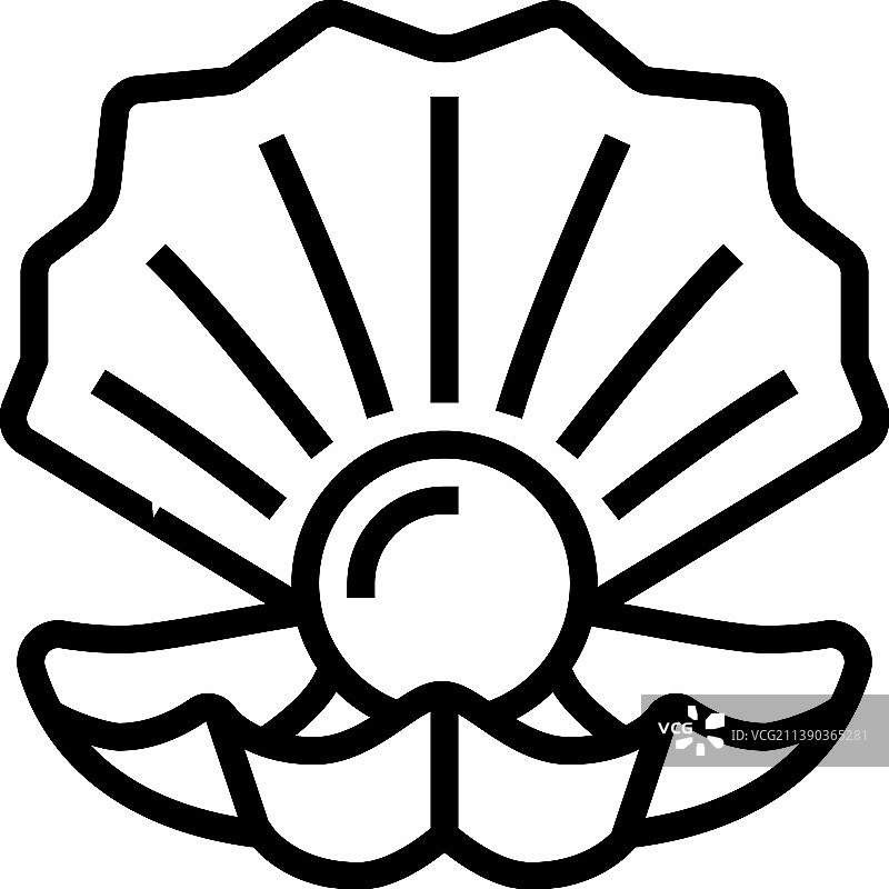 珍珠牡蛎贝壳线条图标图片素材