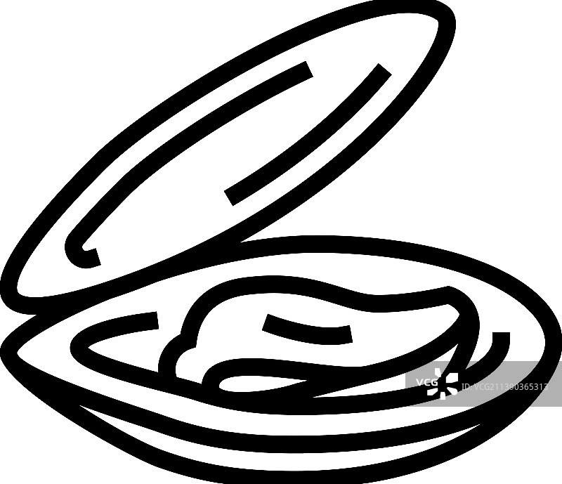 打开的贻贝壳线条图标图片素材