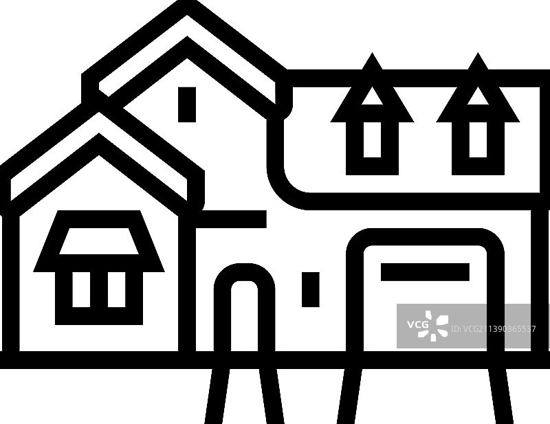 法式乡村房屋线条图标图片素材