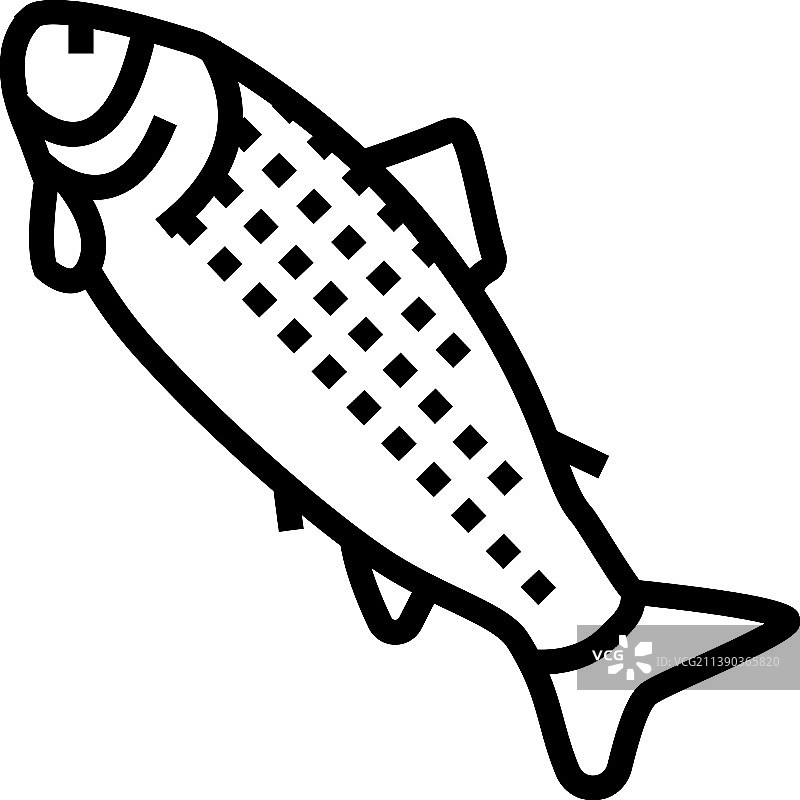 成年鲑鱼线性图标图片素材