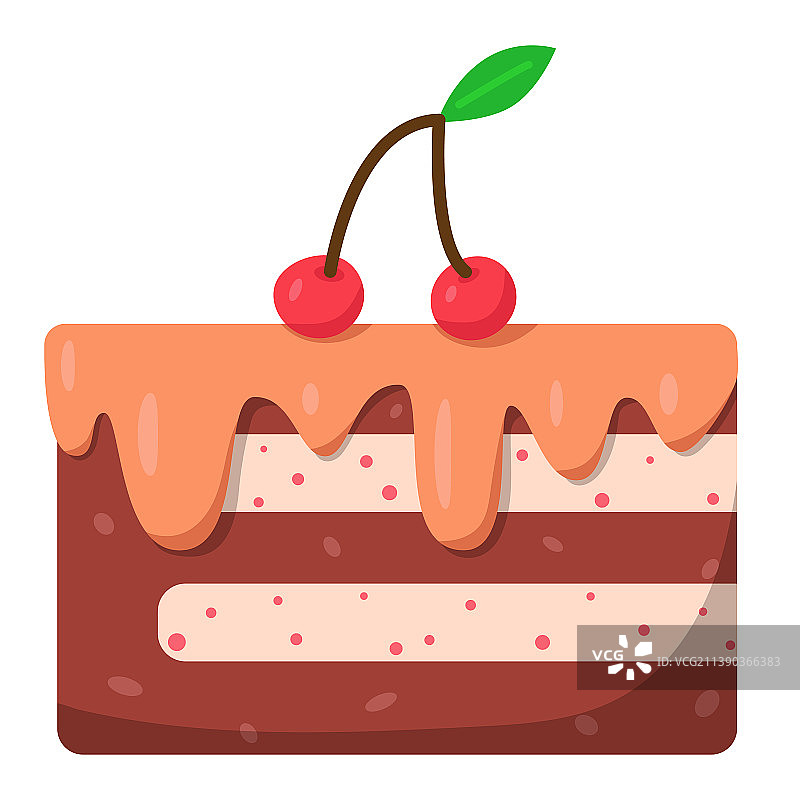 奶油樱桃蛋糕切片可爱风图片素材