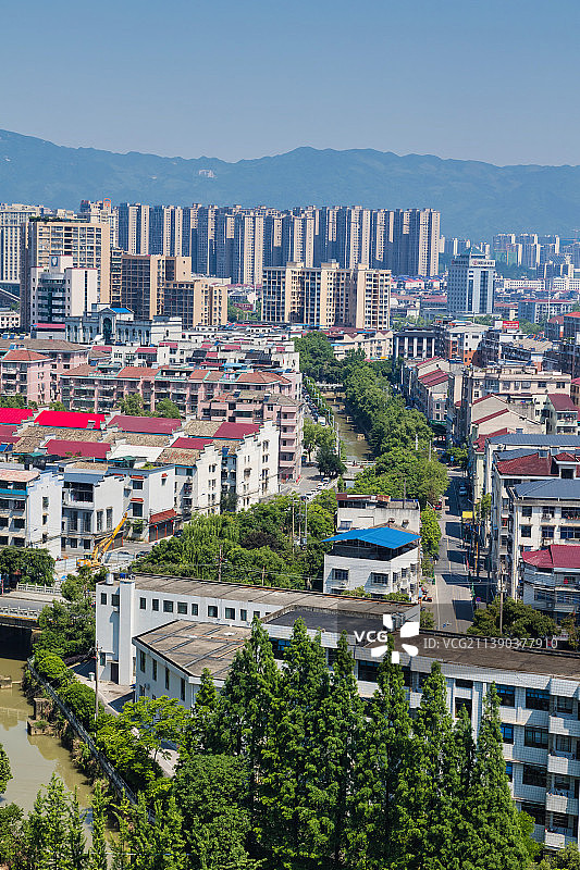 俯瞰县城风光图片素材