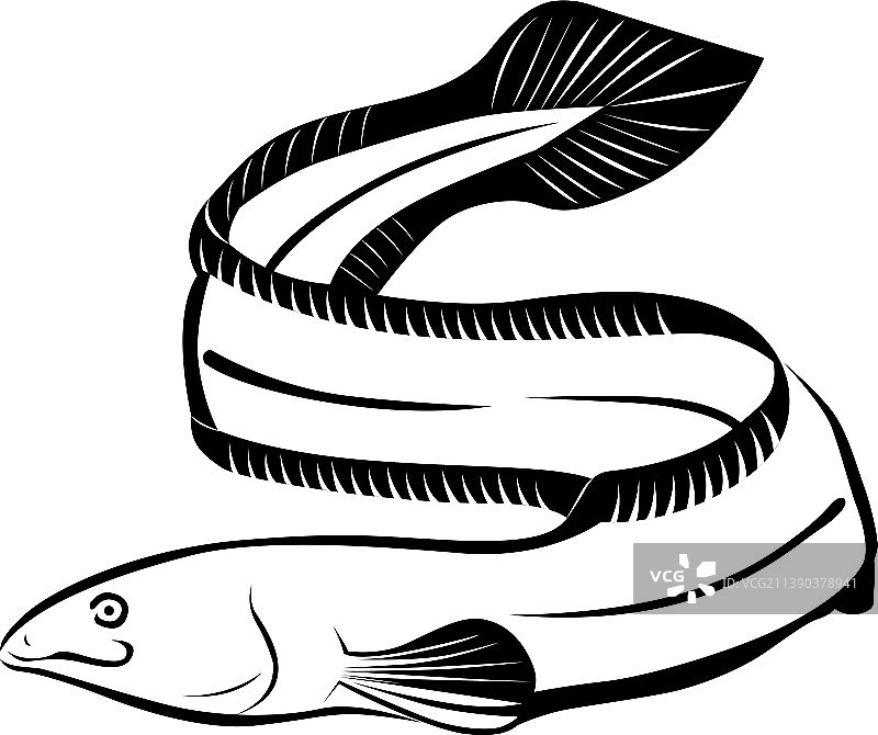 旧纸上的日式鳗鱼墨水草图图片素材