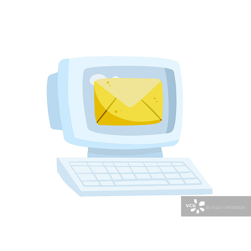 复古电脑收发电子邮件图片素材