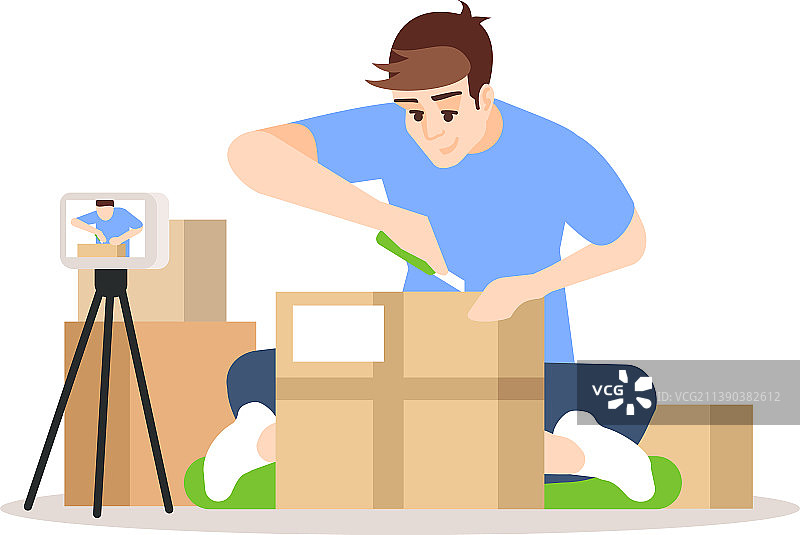 半扁平RGB色彩的录制开箱视频图片素材