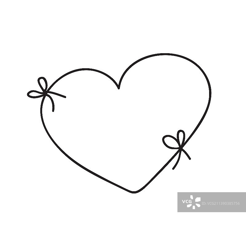 手绘爱心蝴蝶结涂鸦图片素材