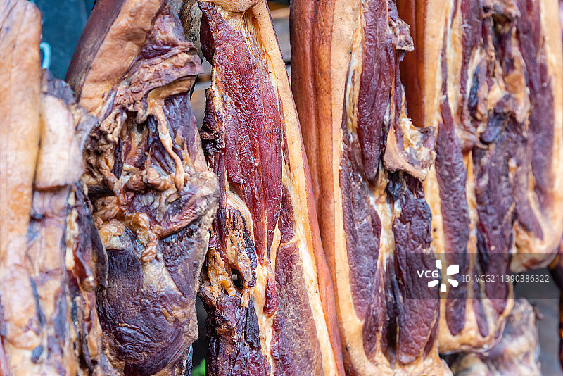 中国四川腊肉特写图片素材
