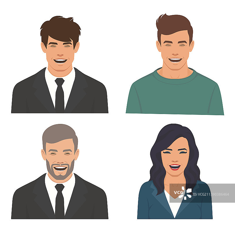 卡通男人和女人开怀大笑图片素材