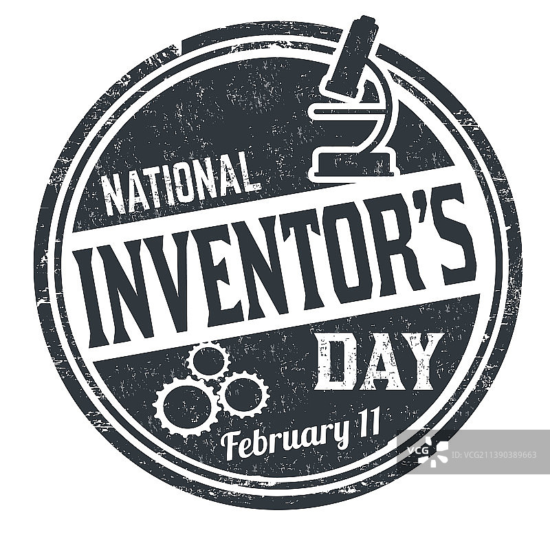 国家发明家日复古橡胶印章图片素材