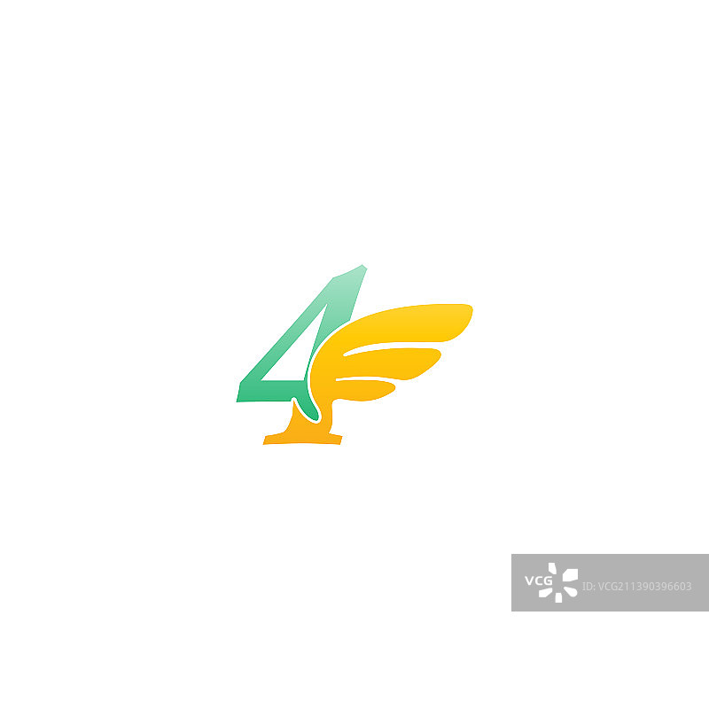 带翅膀的数字4 logo图标图片素材