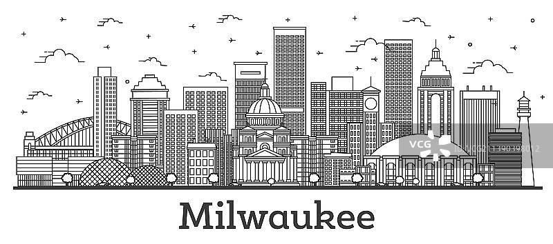 密尔沃基威斯康星城市天际线轮廓图片素材