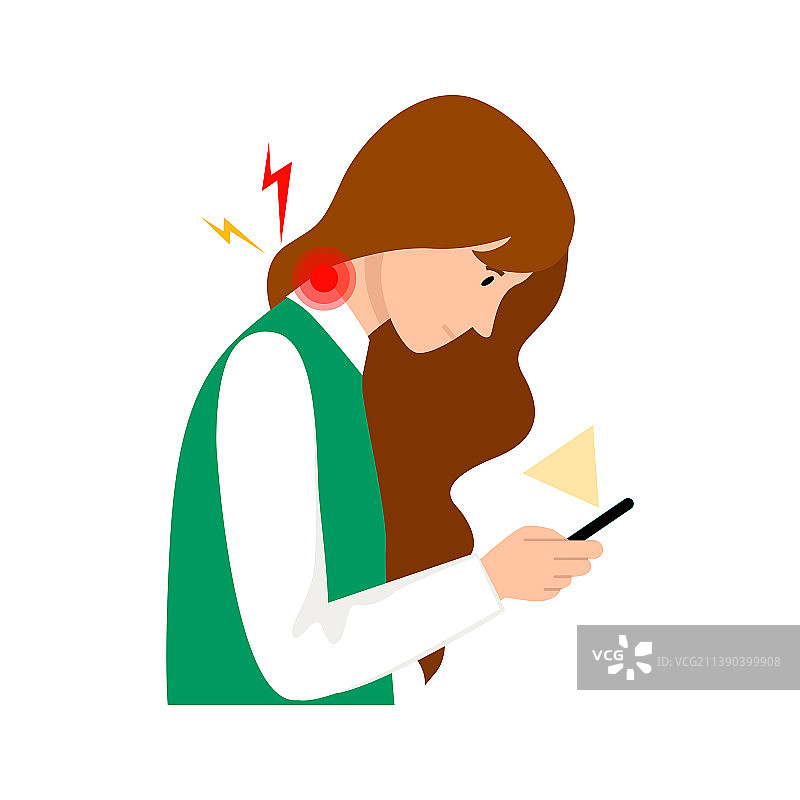 使用手机姿势不当的科技颈女孩图片素材