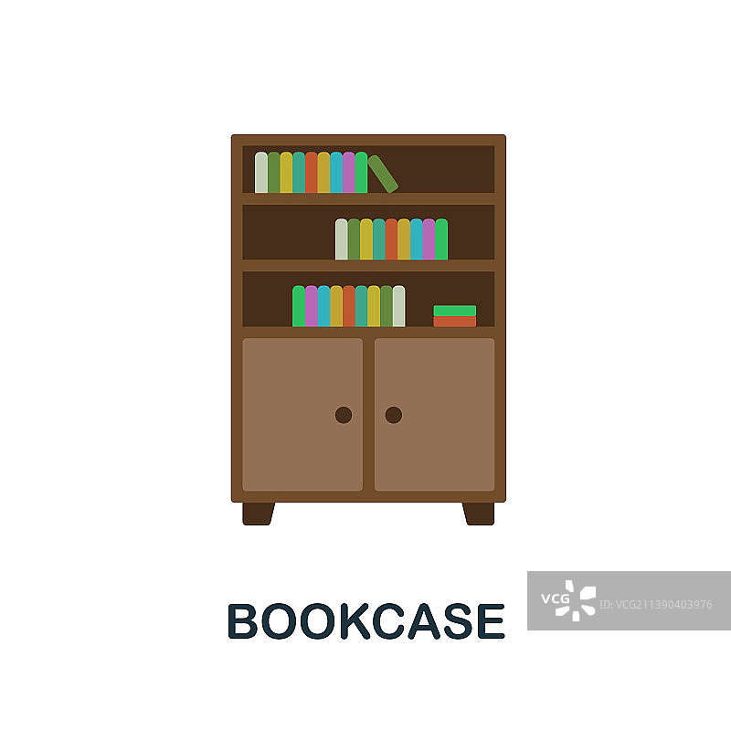 彩色书柜扁平图标图片素材