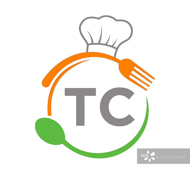 字母TC餐厅厨师帽勺子Logo图片素材