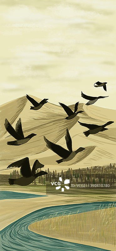 二十四节气白露手绘绘本风复古插画图片素材