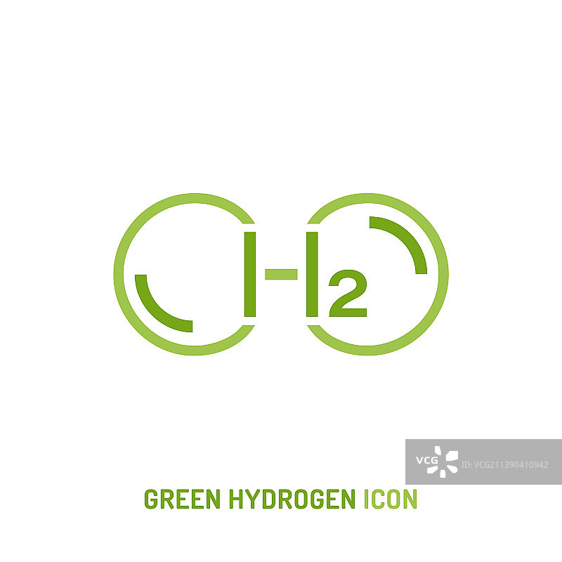 绿色氢能分子标志可编辑图片素材