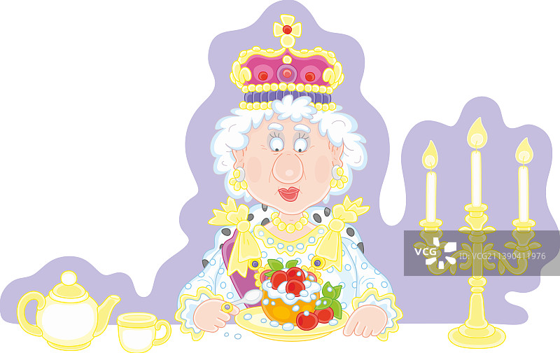 手持英式布丁的女王图片素材