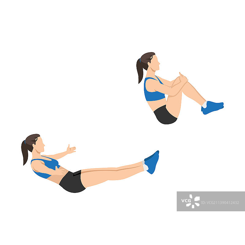 女人做抱膝运动图片素材