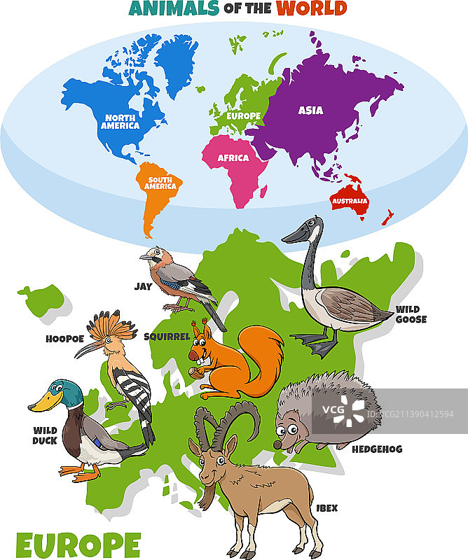卡通欧洲动物教育素材图片素材