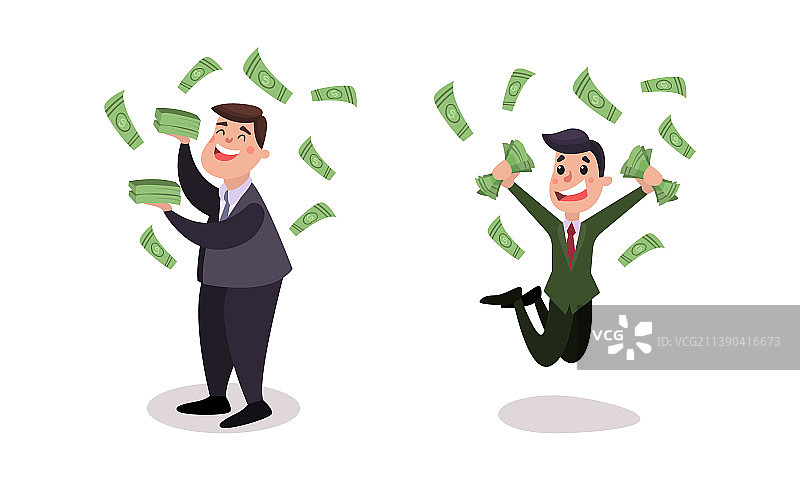 扔美元的富有商人角色图片素材