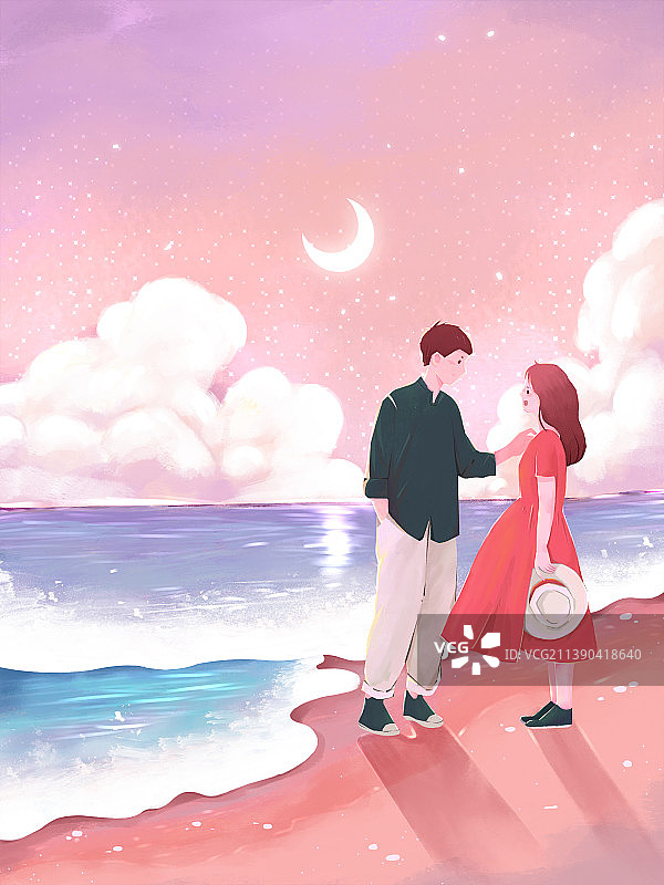 情人节浪漫海报约会小清新七夕都市插画图片素材