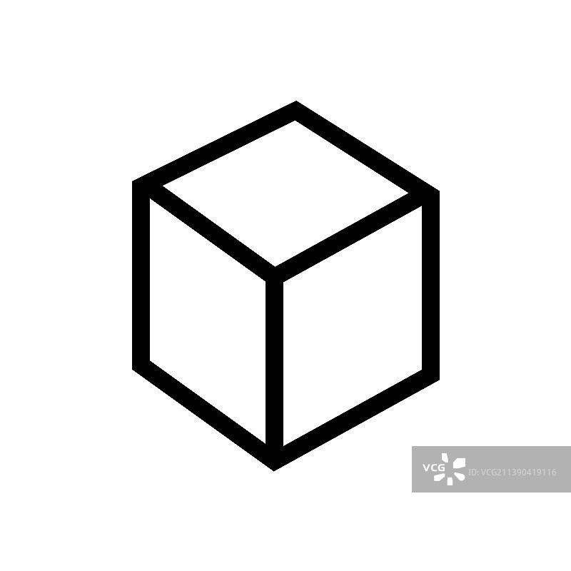 2.5D立方体图标，3D正方形盒子符号图片素材