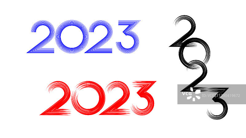 用不同材料制作的2023新年快乐图片素材