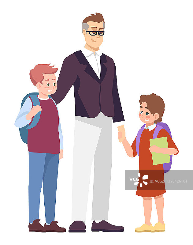 有孩子的父母半扁平RGB颜色图片素材