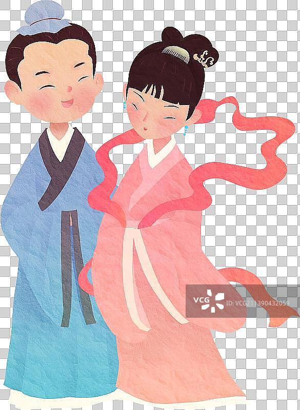 牛郎织女七夕约会图片素材