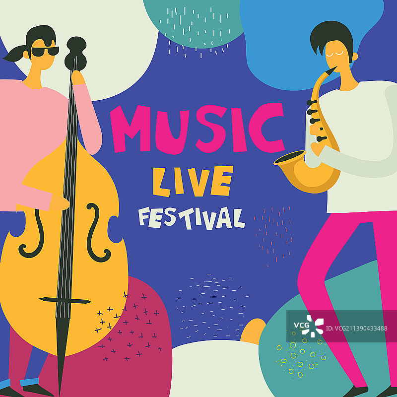彩色爵士音乐节音乐家歌手图片素材
