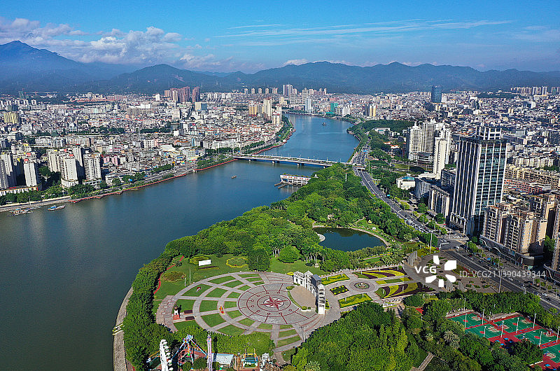 广东省河源市源城区河源文化广场体育馆航拍图片素材