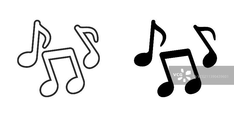 白色背景扁平风格音符图标图片素材