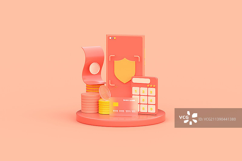 3D渲染卡通金融元素插画图片素材