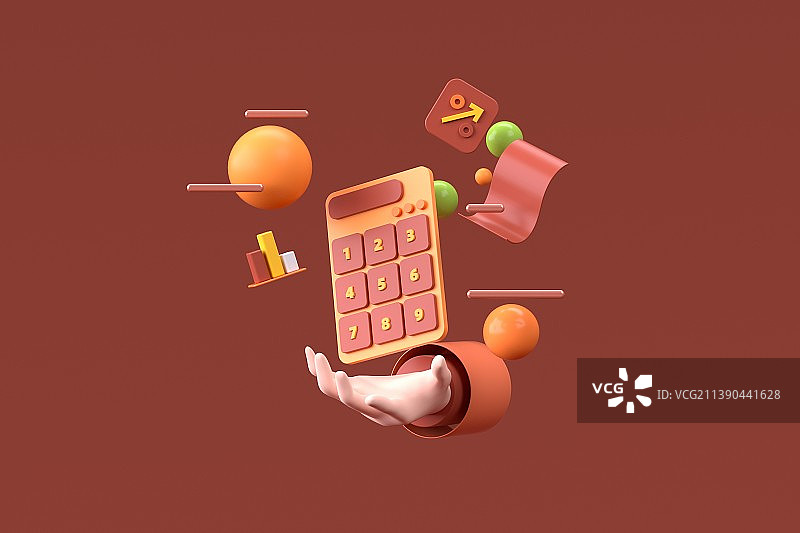 3D渲染金融数据统计卡通插画图片素材