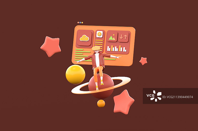 3D渲染元宇宙科技卡通插画图片素材
