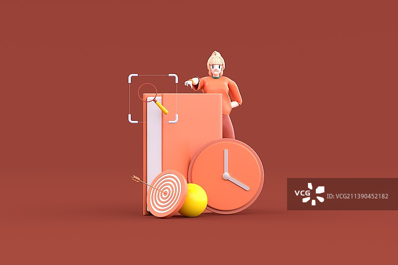 3D渲染卡通女孩图片素材