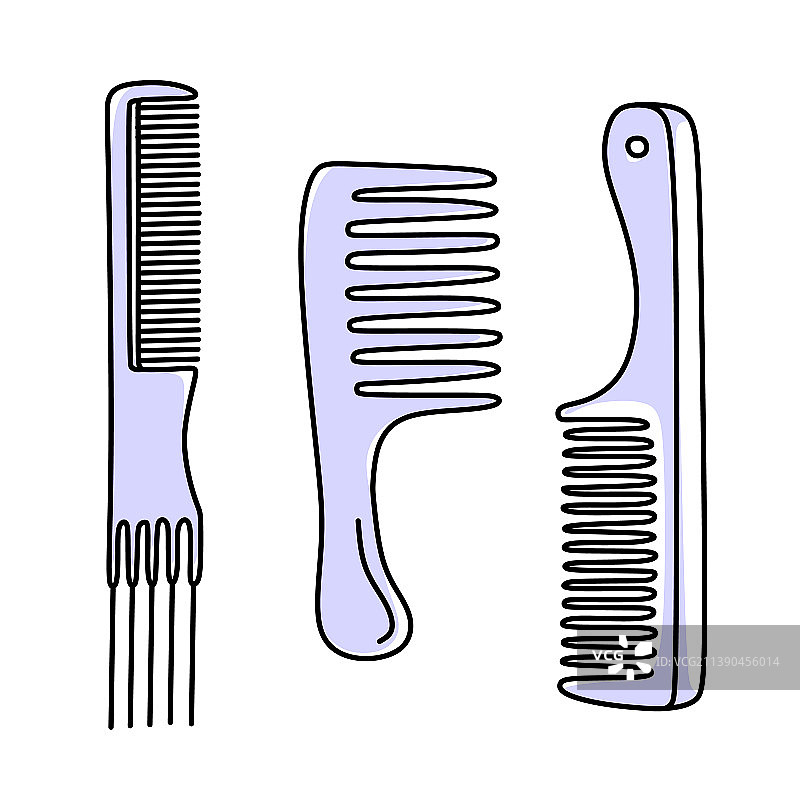 长春花蓝色系的梳子套装图片素材