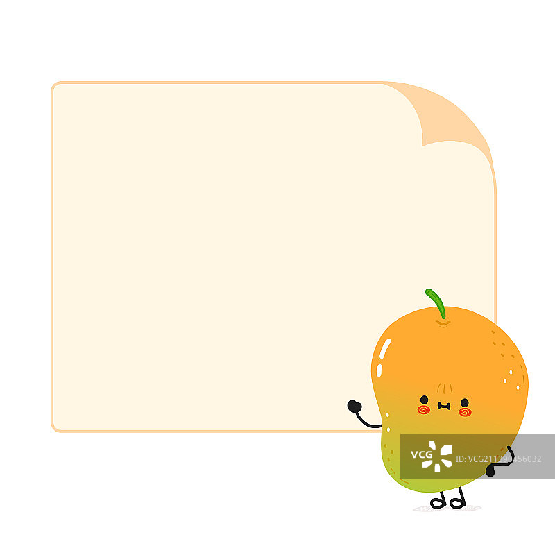 可爱有趣的芒果卡通与对话气泡图片素材