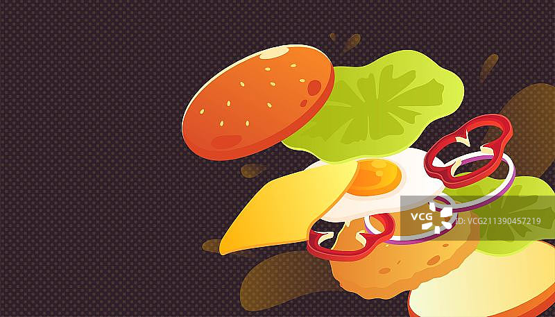 卡通汉堡食材插图图片素材