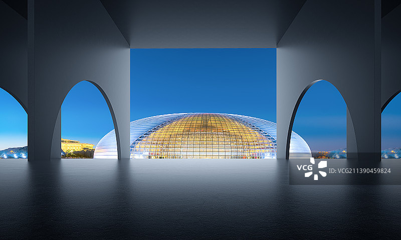 北京国家大剧院城市风光建筑空间图片素材