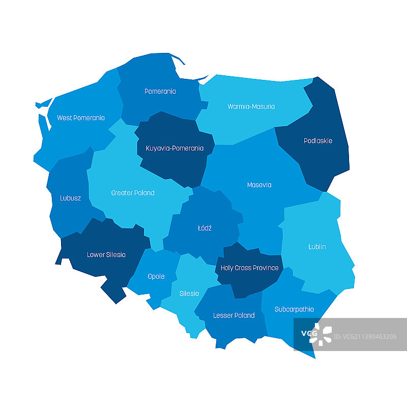 波兰行政区划地图图片素材