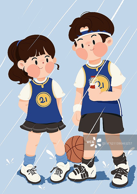 有一个人陪在身边做什么都是开心的，可以一起打球一起看球赛图片素材