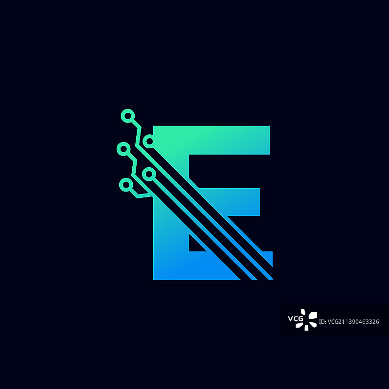 未来主义风格科技字母E Logo模板图片素材