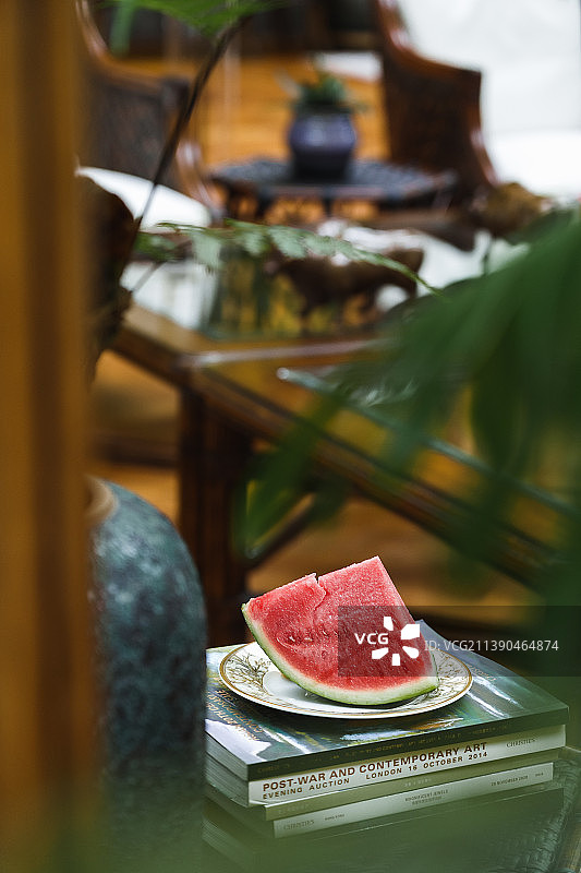 荷花西瓜和绿色植物图片素材